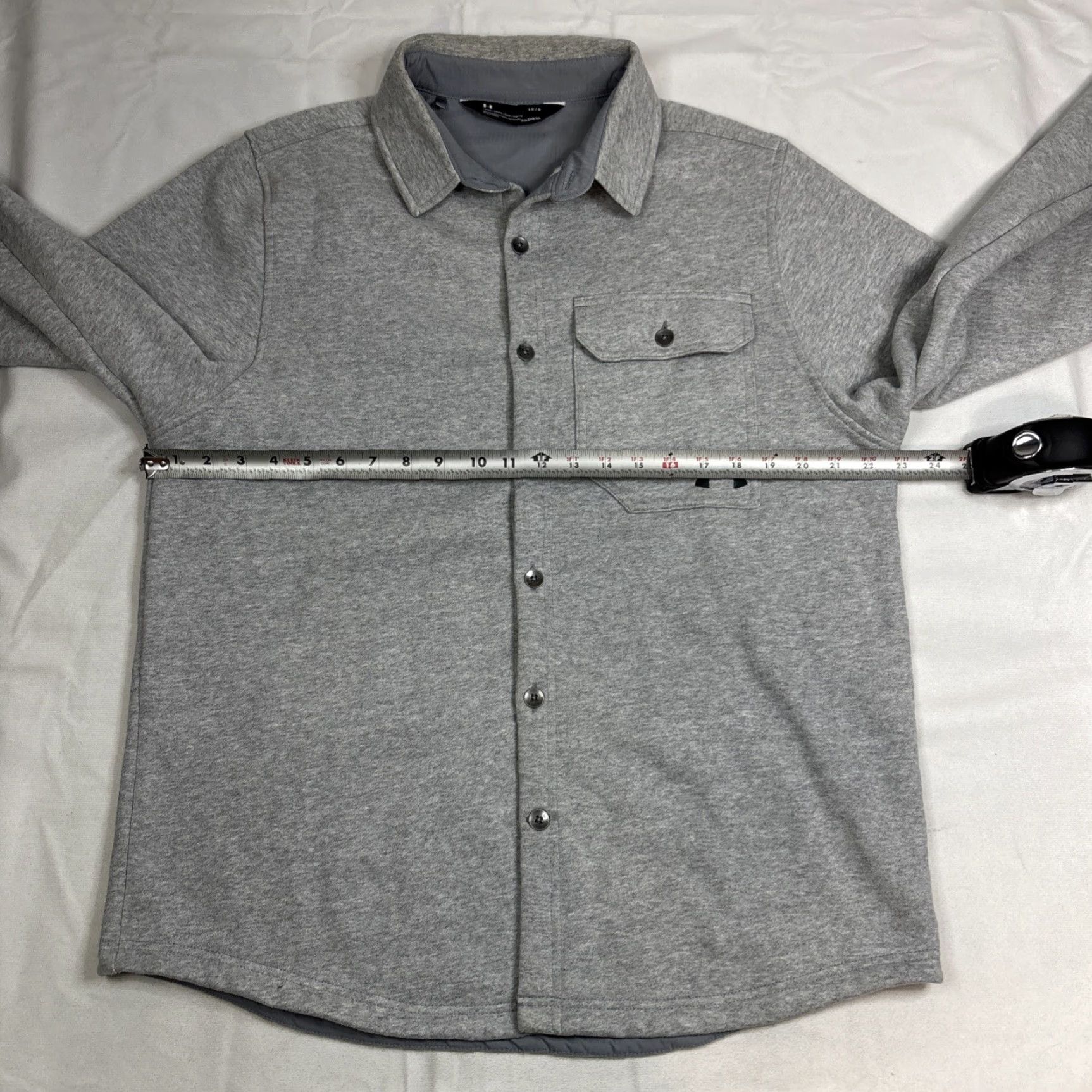 Under Armour Under Armour Shirt Shacket Fleece Flannel Gray Large Men's Button-Up Collar Spread Long Sleeve Pockets Casual Outdoor Cold Gear Size US L / EU 52-54 / 3 - 5 Thumbnail