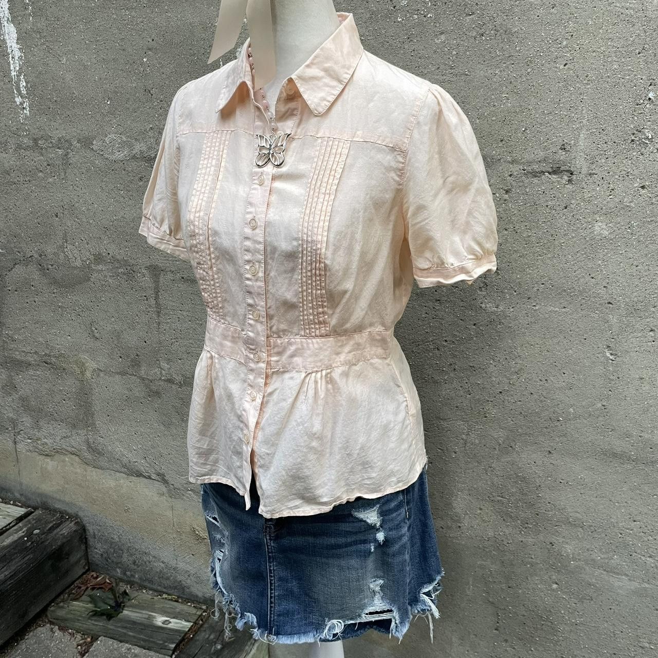 Vintage Pink Silk-Blend Button-Up Blouse Size S / US 4 / IT 40 - 1 Thumbnail