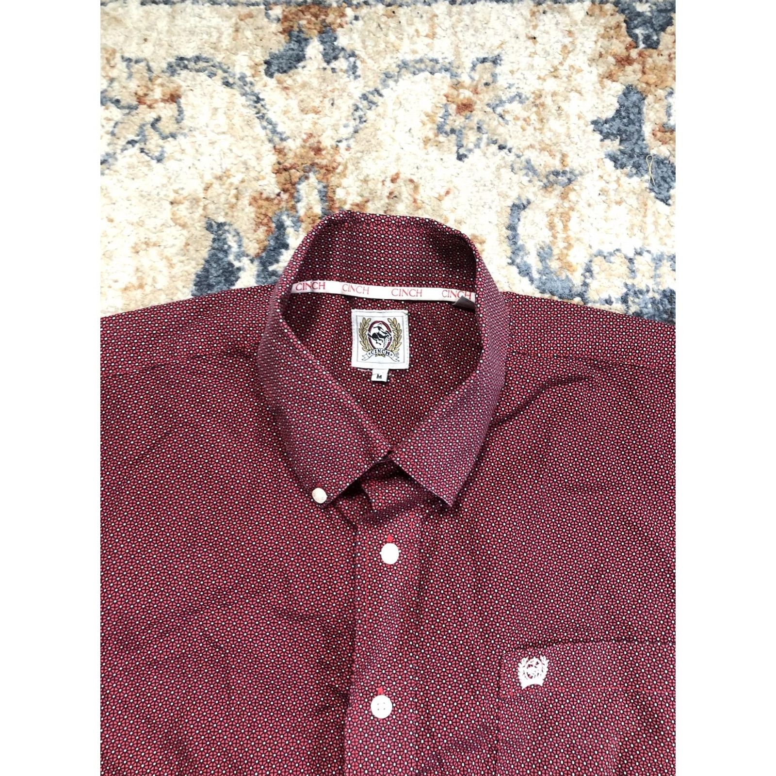 Vintage Cinch Mens M Red Geometric Long Sleeve Button-Down Western Shirt Size US M / EU 48-50 / 2 - 2 Thumbnail