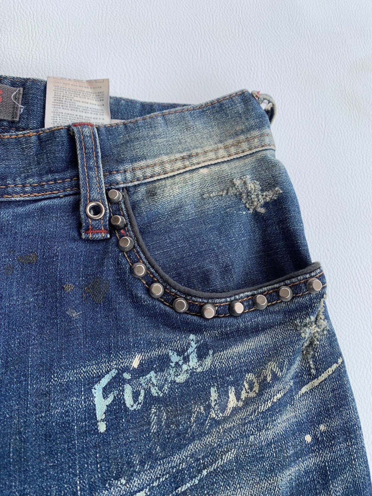 Japanese Brand Buckaroo Crazy Distressed Studded Japanese Slim Jeans Pants Size US 28 / EU 44 - 5 Thumbnail