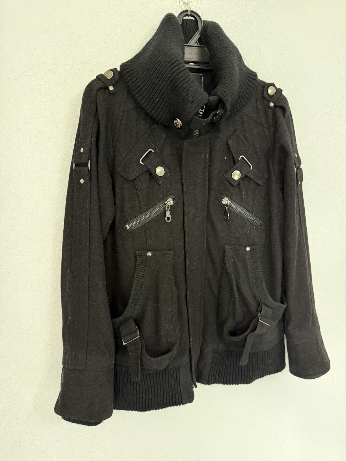 Japanese Brand Dark Aesthetic Jacket Buckle Ribbed High Collar Gothic Edge Size US XL / EU 56 / 4 - 3 Thumbnail