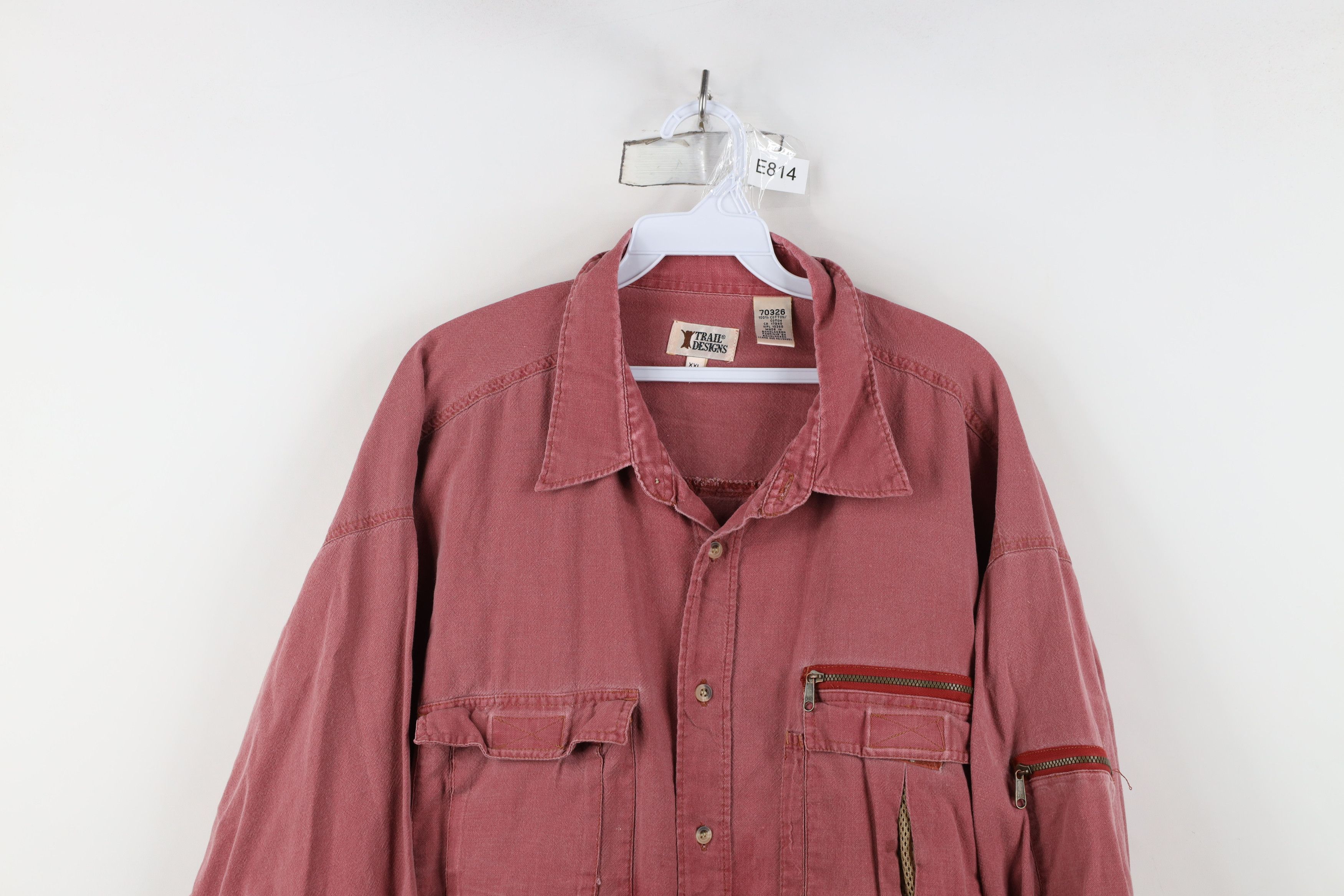 Vintage Vintage 90s Streetwear Baggy Double Pocket Button Shirt Red Size US XXL / EU 58 / 5 - 2 Thumbnail