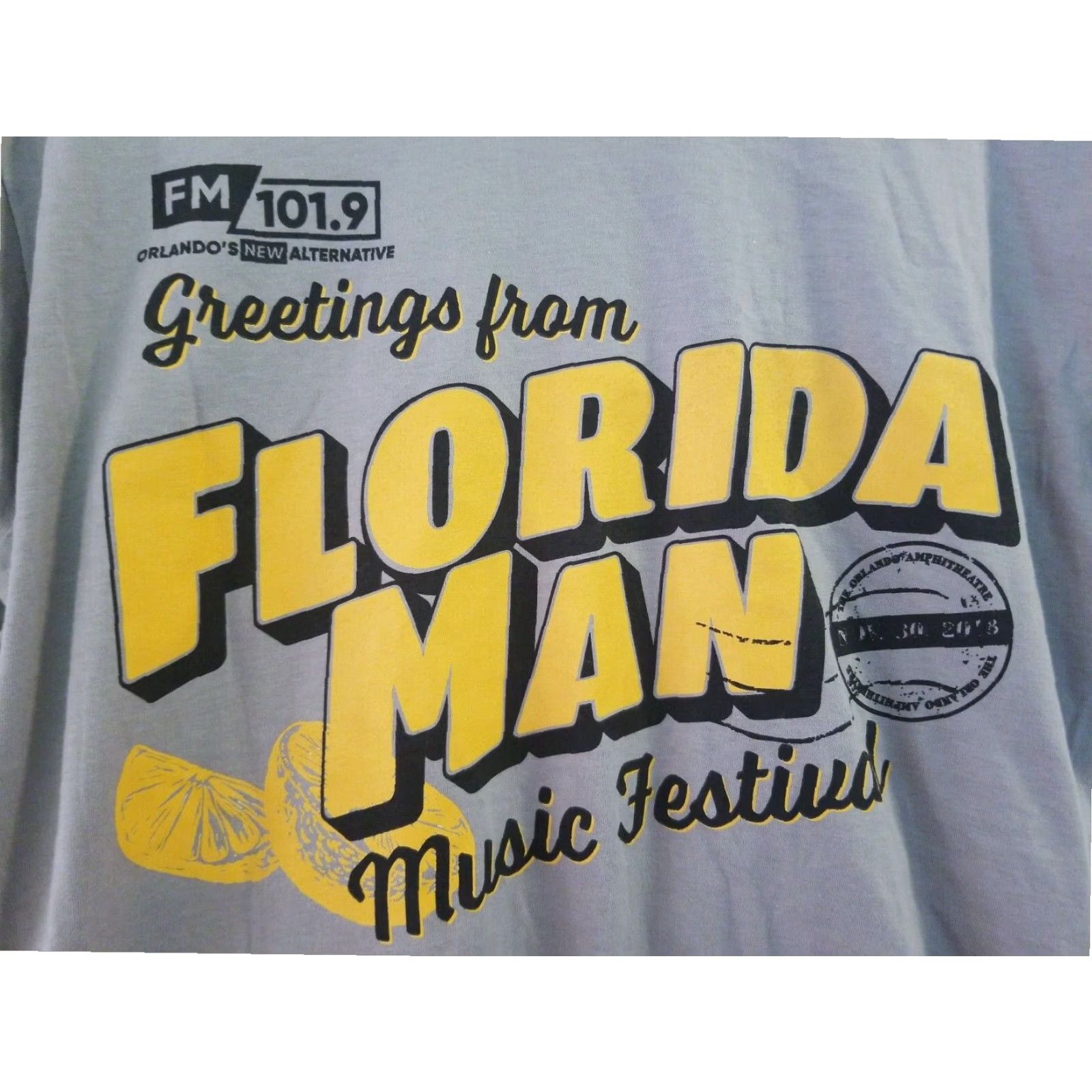 Hanes Gray Florida Man Music Festival 2018 Weezer T-Shirt Medium Mens Size US M / EU 48-50 / 2 - 2 Thumbnail