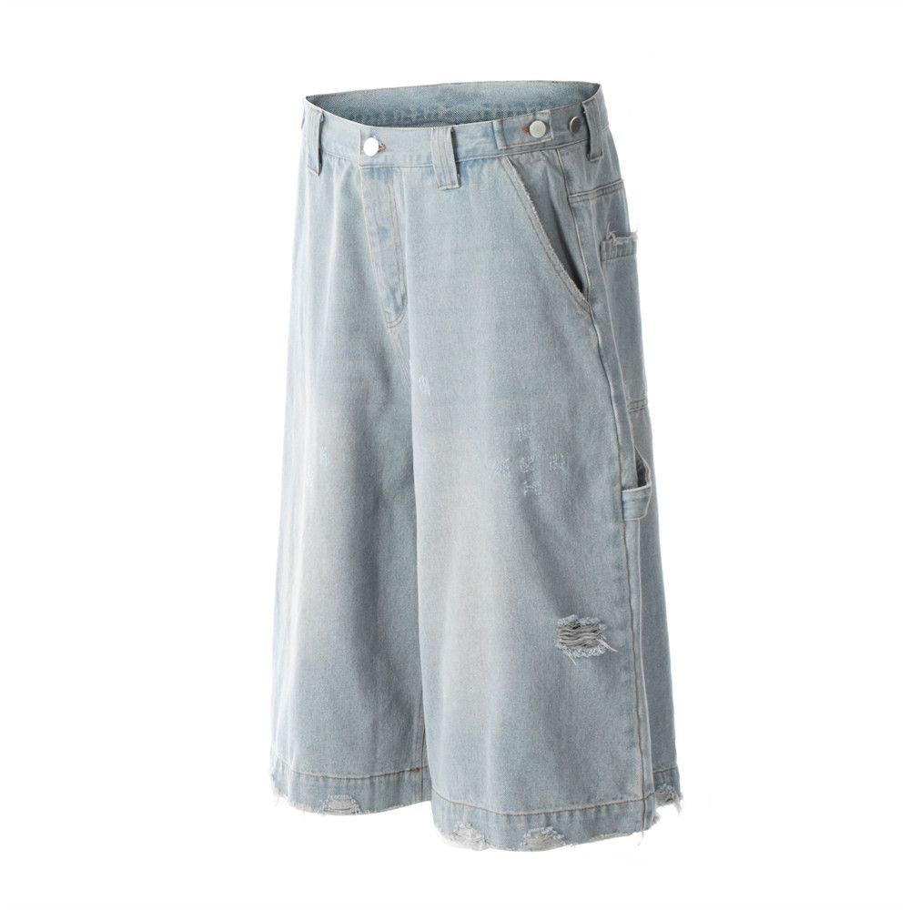 Japanese Brand × Jean Men's loose retro all-match ripped washed denim shorts Size US 32 / EU 48 - 2 Thumbnail