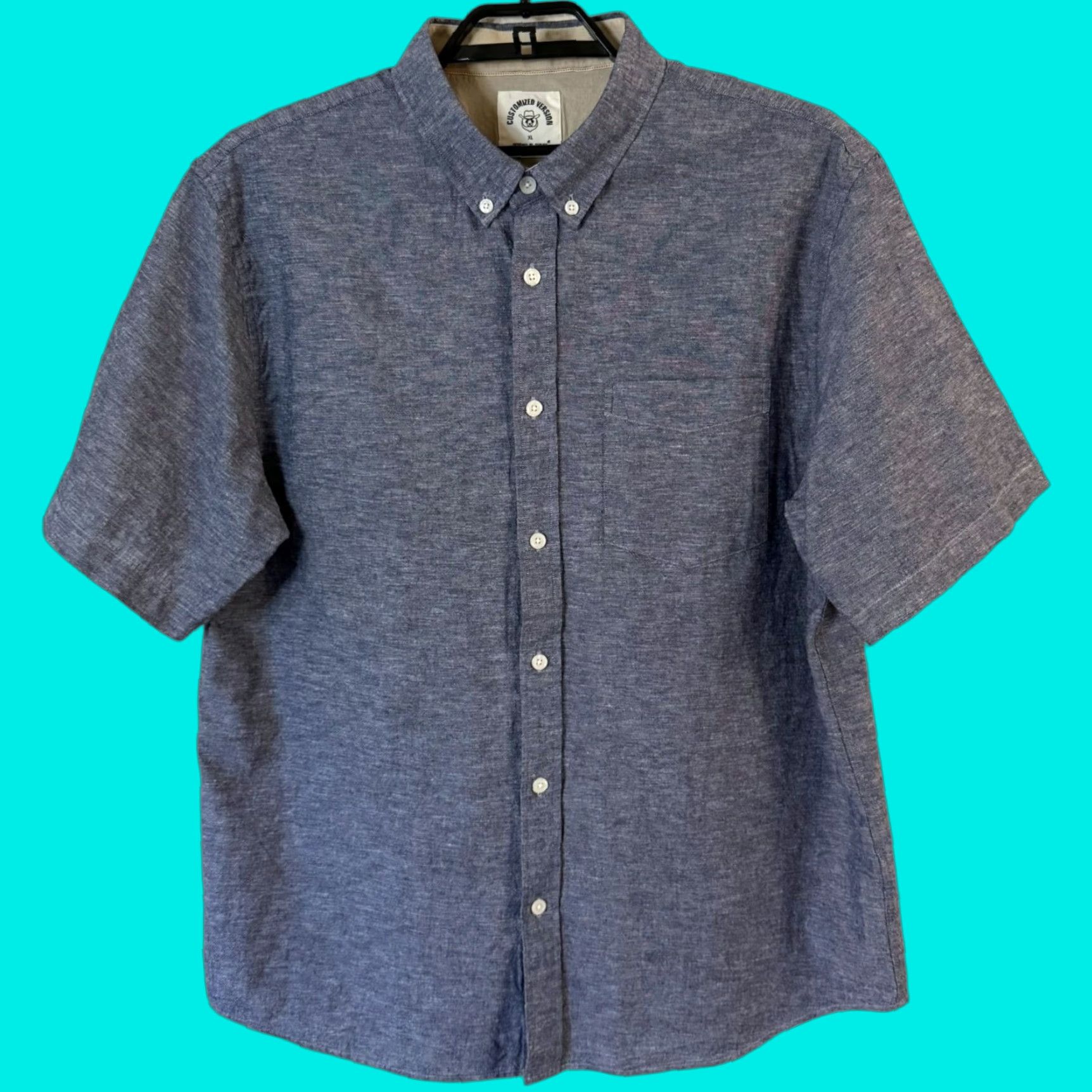 Vintage Dubnik Short-Sleeve Button-Down Pocket Shirt Blue Men's XL 100% Cotton Size US XL / EU 56 / 4 - 1 Thumbnail