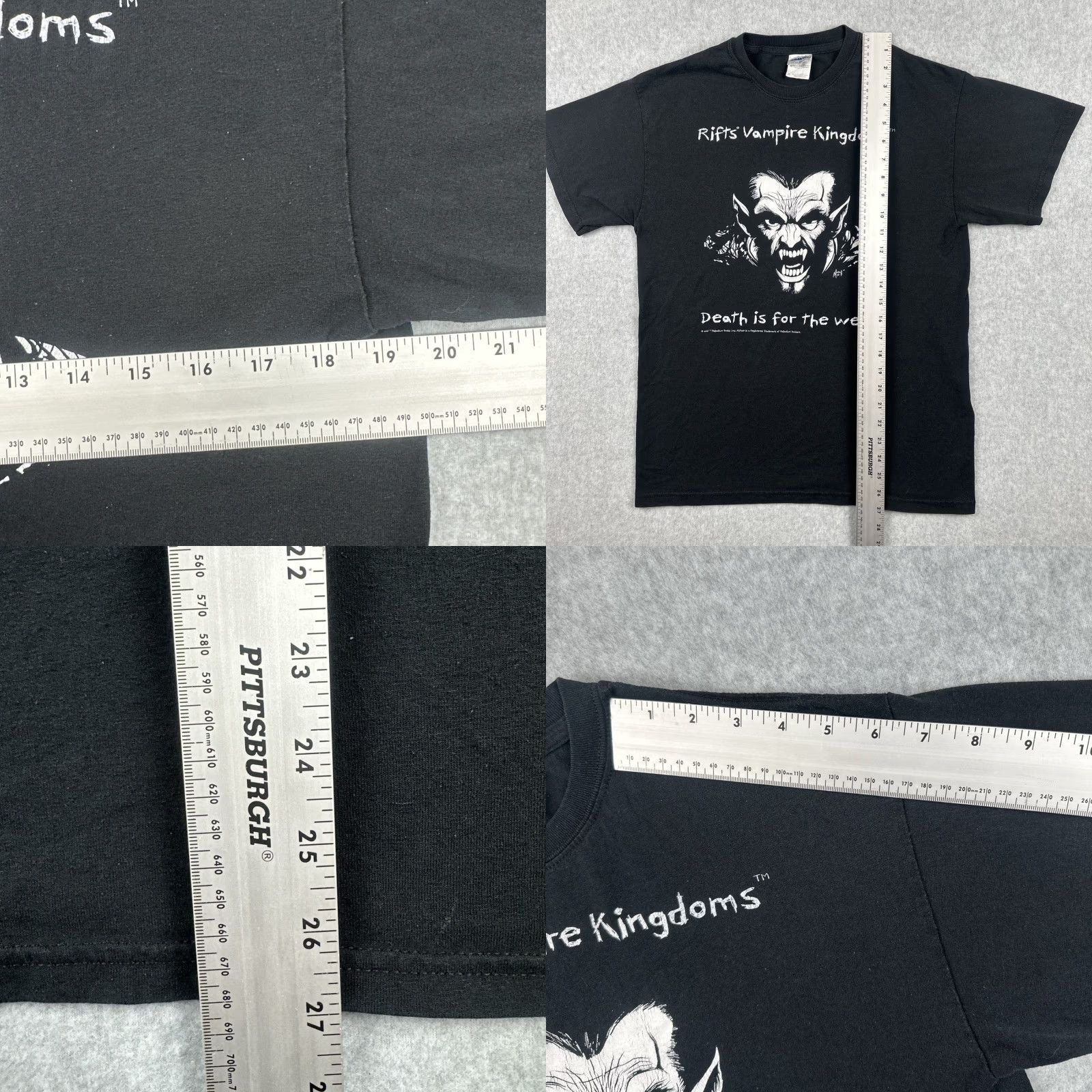 Gildan Gildan Mens Black Shirt Rifts Vampire Kingdom Death Is For The Weak Tee Shirt M Crew Neck Books Size US M / EU 48-50 / 2 - 8 Thumbnail