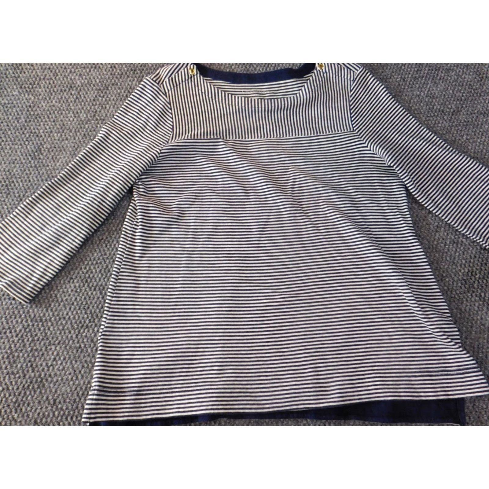 Croft & Barrow Croft & Barrow Blouse Womens Large Blue Striped Pullover Top Size L / US 10 / IT 46 - 3 Thumbnail