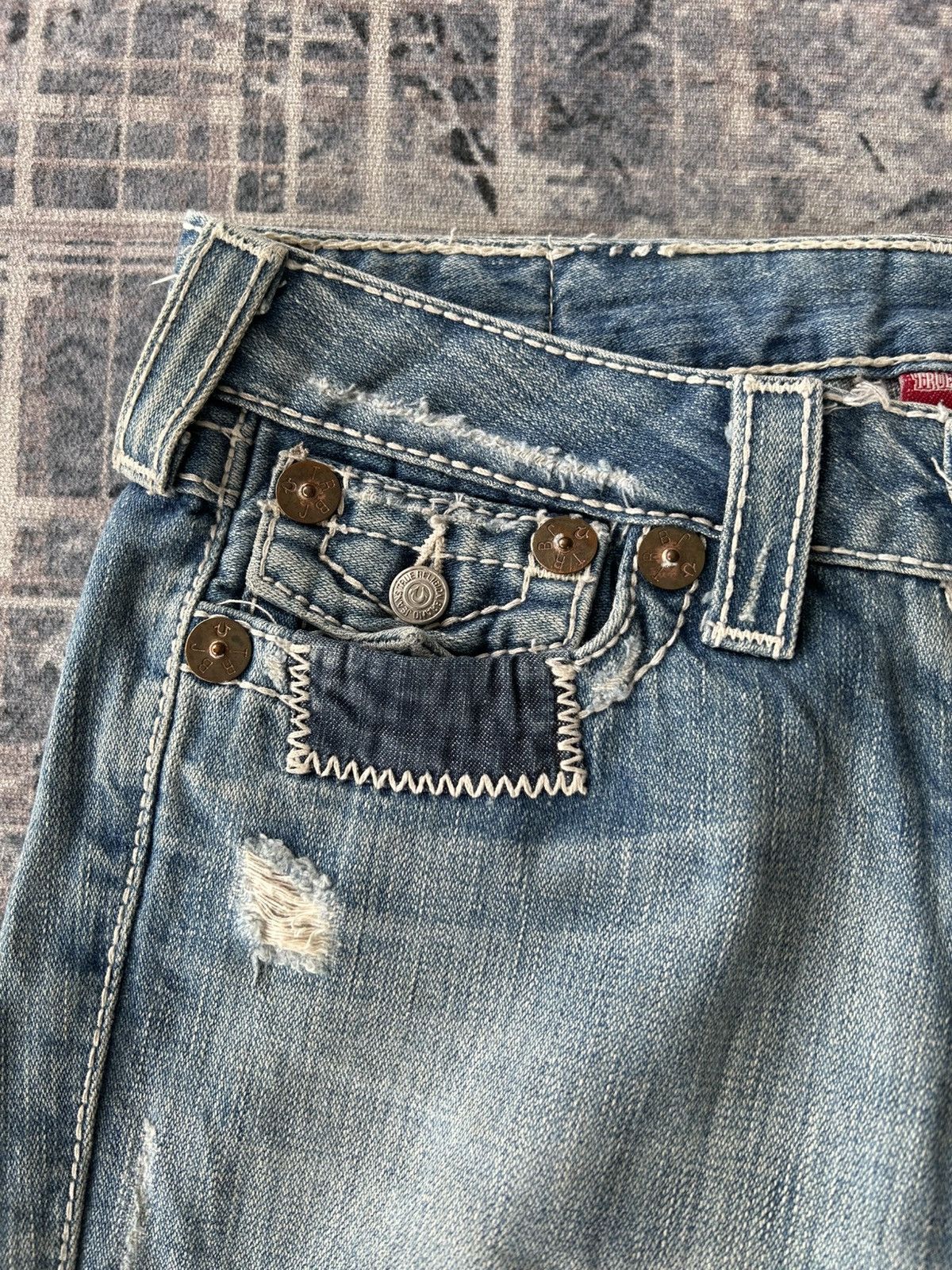 If Six Was Nine True Religion Flared Patchwork Jeans Size US 28 / EU 44 - 16 Thumbnail