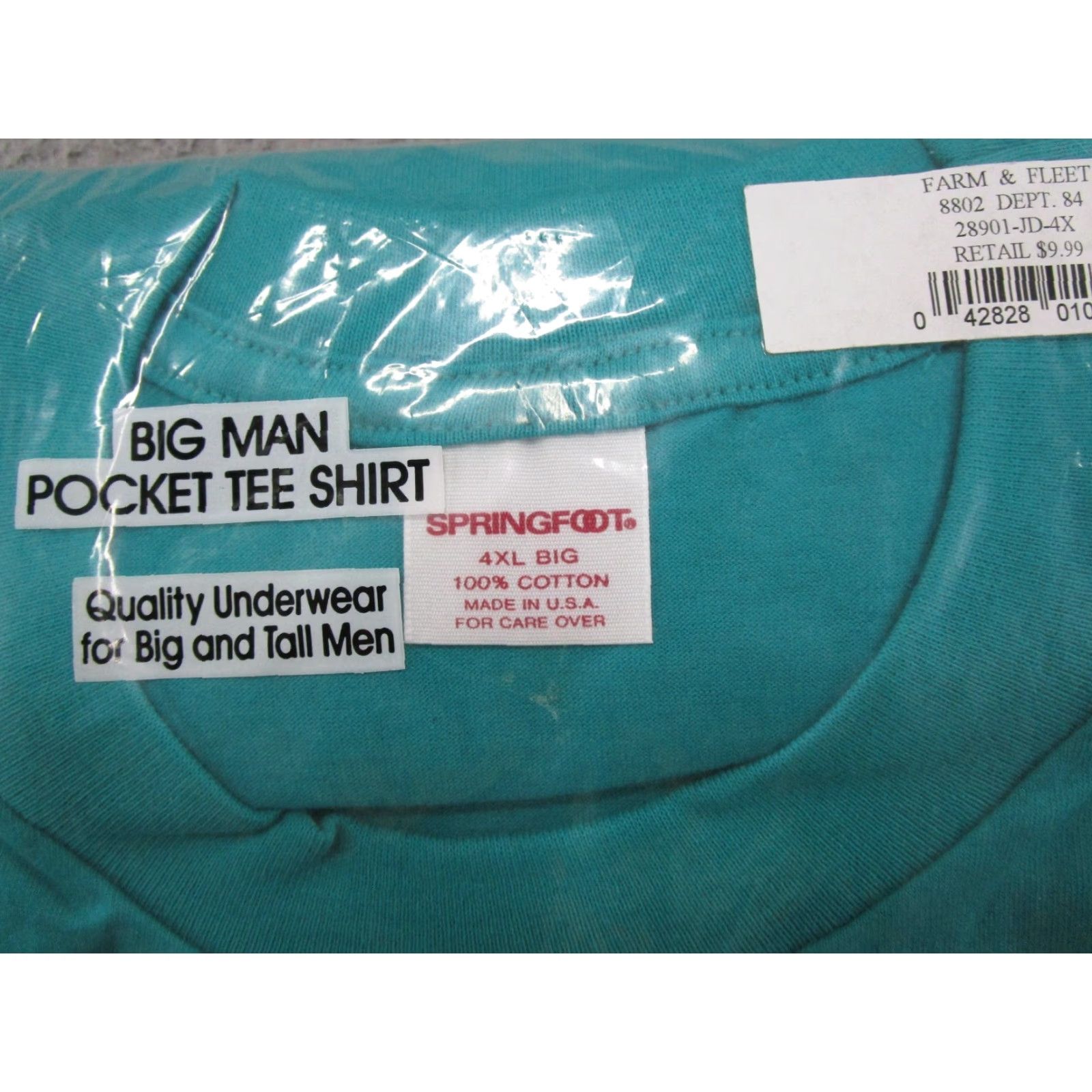 Vintage VINTAGE Springfoot T-Shirt Shirt 4XL Mens Blue 90s Pocket Crew Neck Cotton Short Sleeve Big USA NEW Size US XXL / EU 58 / 5 - 3 Thumbnail