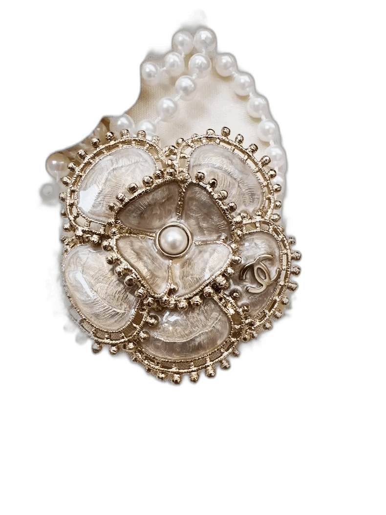 Chanel CHANEL 23K Pink Enamel Flower Pearl Brooch Size ONE SIZE - 1 Thumbnail