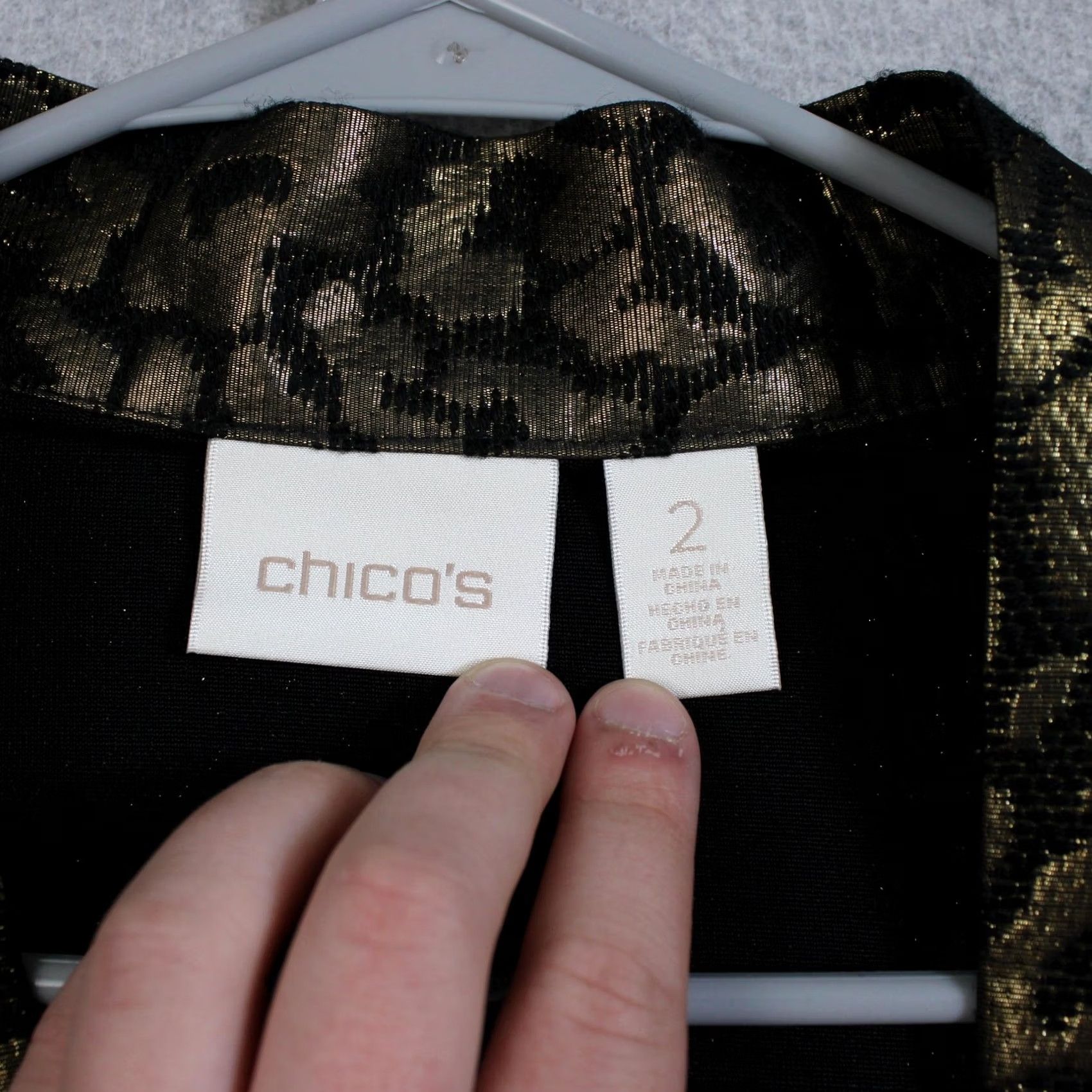 Vintage Chico's Kimono Jacket Women 2 Brown Metallic Leopard Open Lightweight 3/4 Sleeve Size XS / US 0-2 / IT 36-38 - 3 Thumbnail