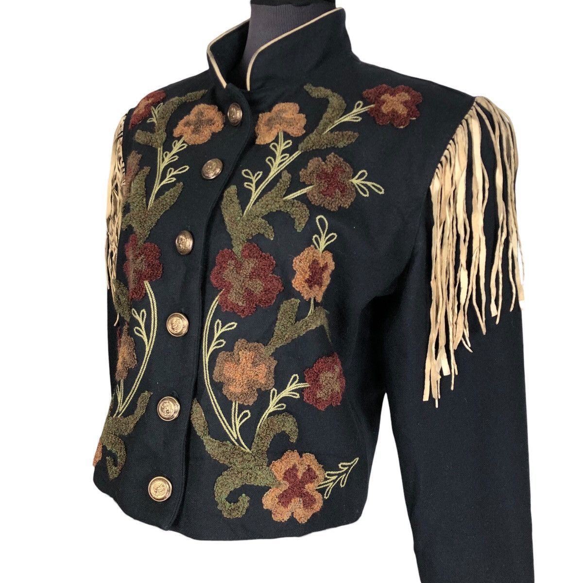 Cowboy Equipment Vintage 90s Double D Ranch Wear Wool Cowgirl Fringe Jacket Size S / US 4 / IT 40 - 4 Thumbnail