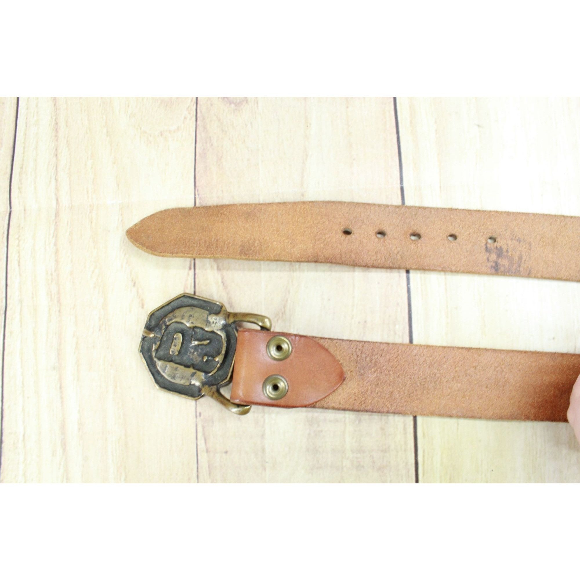 Leather × Vintage 70s Bras Tech US Civil War Union Army Military Belt 30" Size 30 - 2 Thumbnail