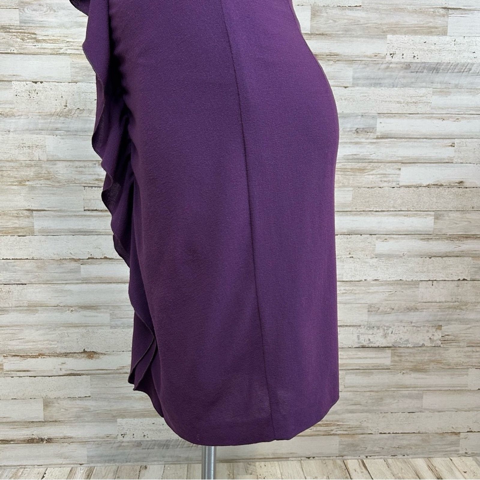 Elie Tahari Elie Tahari Ruffle Wool Blend Sheath Dress Size 8 Purple Size M / US 6-8 / IT 42-44 - 7 Thumbnail
