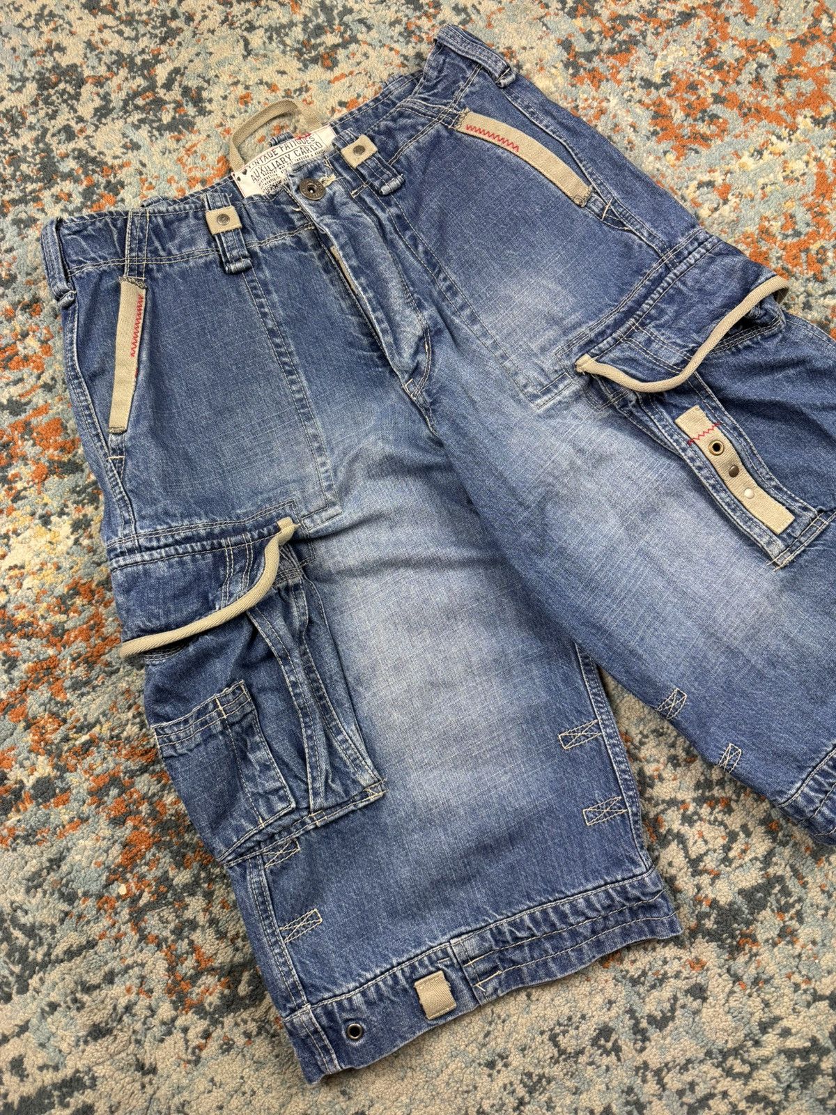 Japanese Brand × Jet Lag × Vintage Vintage y2k Jet Lag crazy cargo denim shorts bondage style Size US 31 - 5 Thumbnail