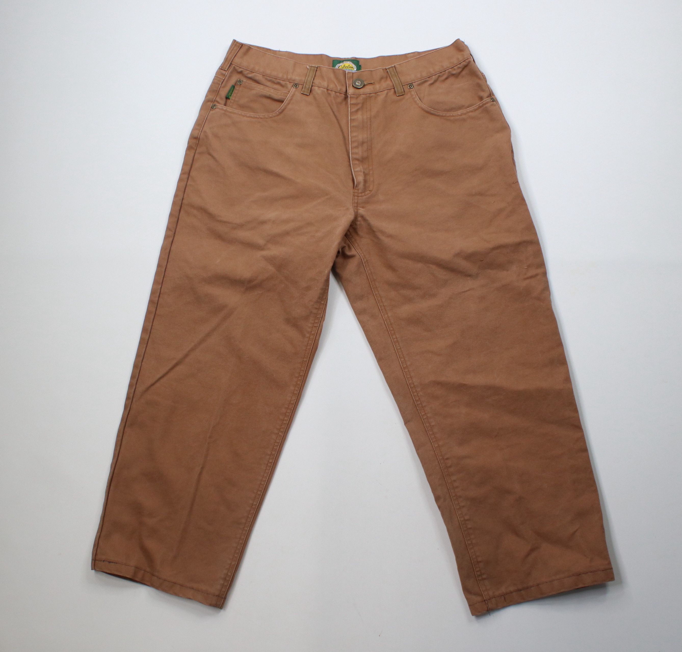 Cabelas × Vintage Vintage 90s Cabelas Distressed Canvas Pants Brown Cotton Size US 34 / EU 50 - 1 Thumbnail