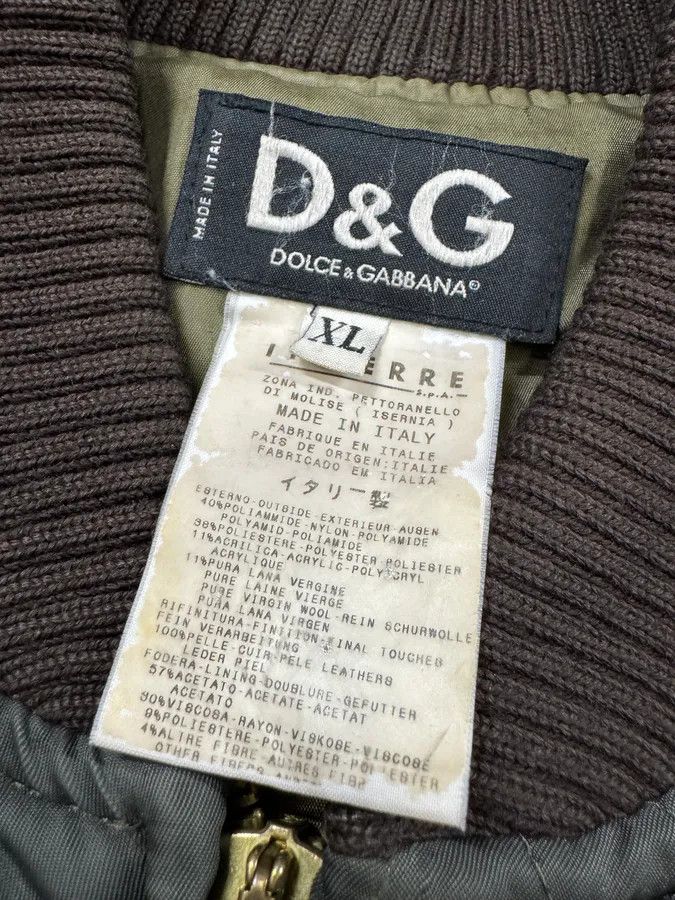 Dolce & Gabbana × Vintage AW2001 Dolce & Gabbana Quilted Olive Hybrid Leather Bomber Jacket Size US L / EU 52-54 / 3 - 7 Thumbnail
