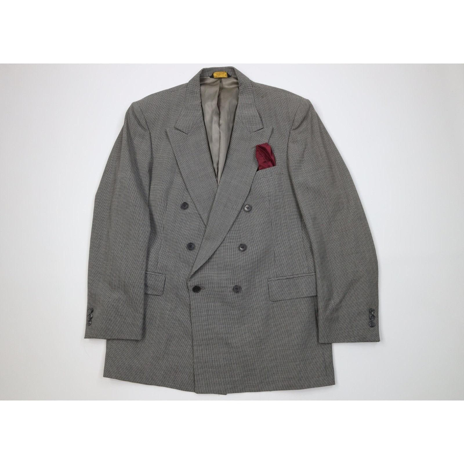 Vintage Vintage 80s 90s 2 Piece Double Breasted Suit Wedding Size 46L - 2 Thumbnail