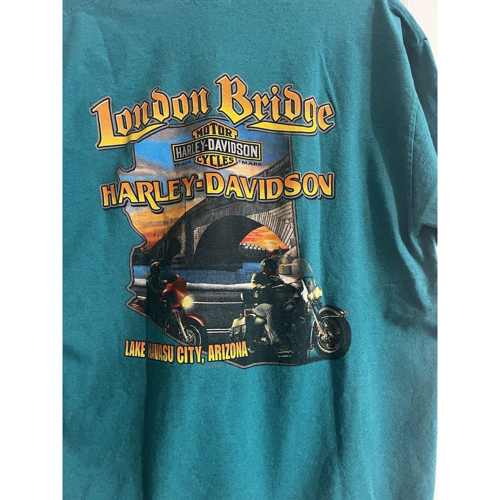 Harley Davidson Harley-Davidson T Shirt XL Teal Lake Havasu City Arizona Size US XL / EU 56 / 4 - 2 Thumbnail