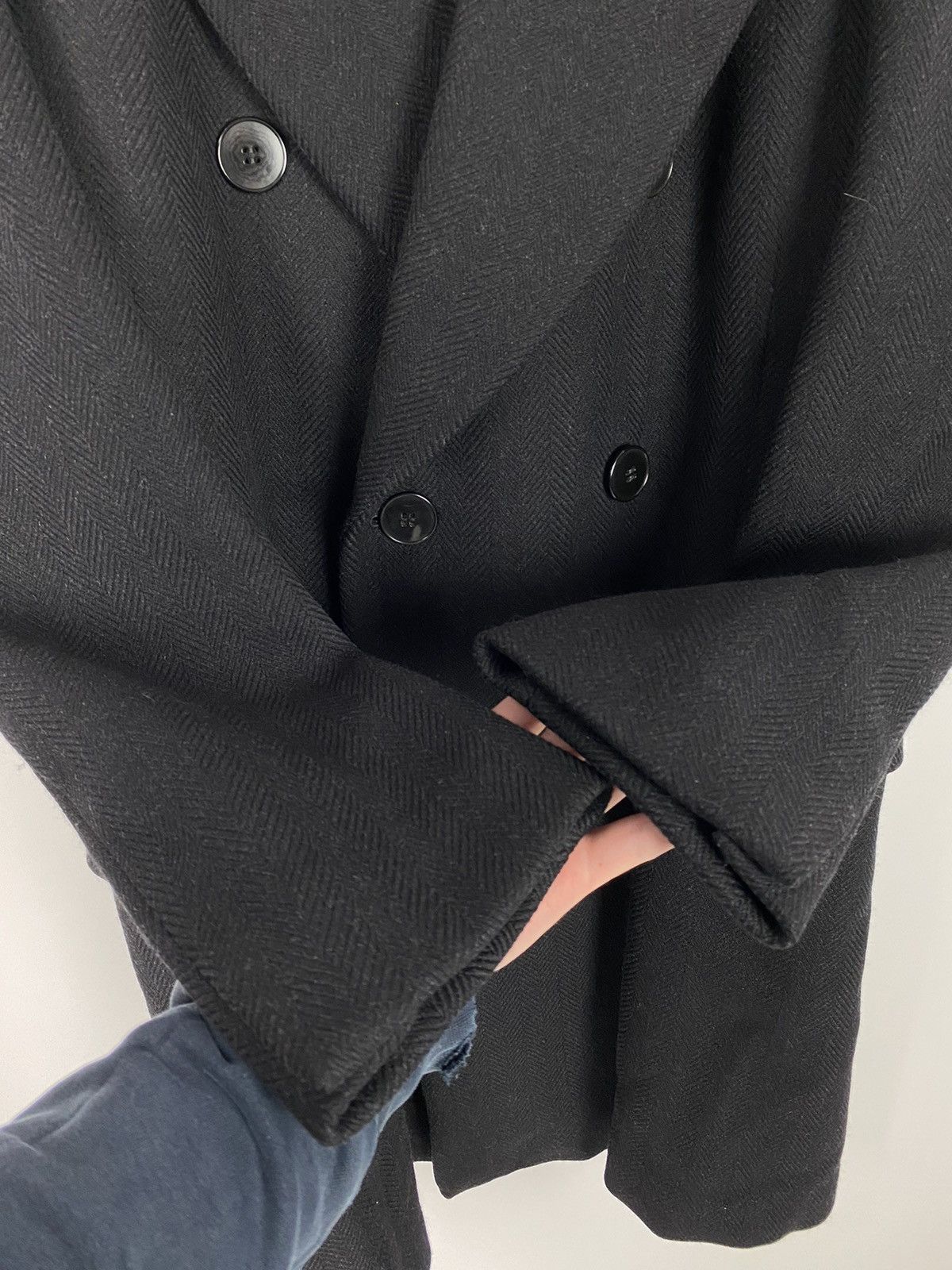 Vintage 1930’s Vintage Black Herringbone Wool Double Breasted Coat Size US M / EU 48-50 / 2 - 11 Thumbnail