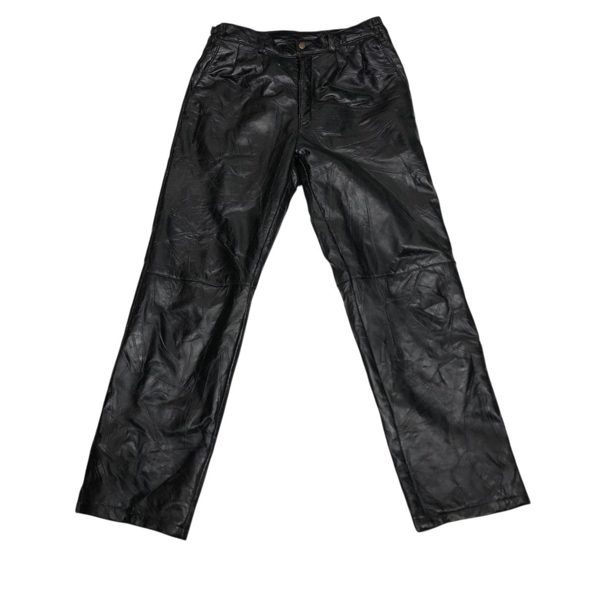 Japanese Brand 🔥RICH BLACK VINTAGE BIKER LEATHER PANTS UNBRAND ISSEY MIYAKE Size US 32 / EU 48 - 1 Thumbnail