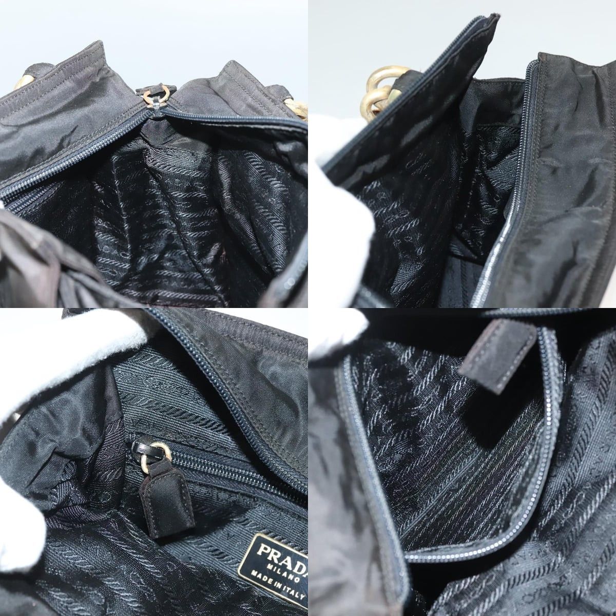 Prada PRADA Hand Bag Nylon Black Gold Size ONE SIZE - 12 Thumbnail