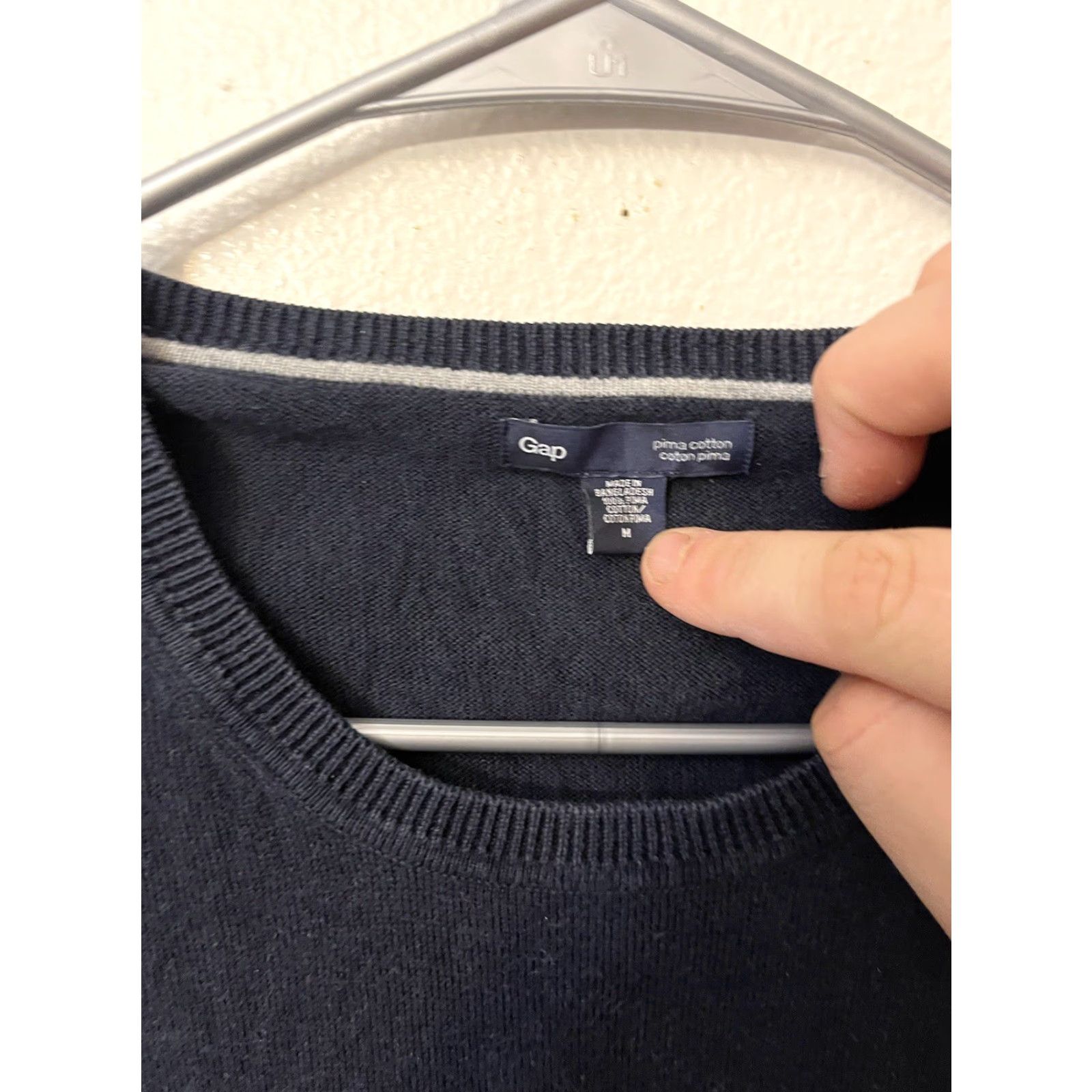 Gap VINTAGE GAP MENS STRIPED Navy Blue Gray Sweater - Size Medium Pima Cotton Lightweight Size US M / EU 48-50 / 2 - 3 Thumbnail