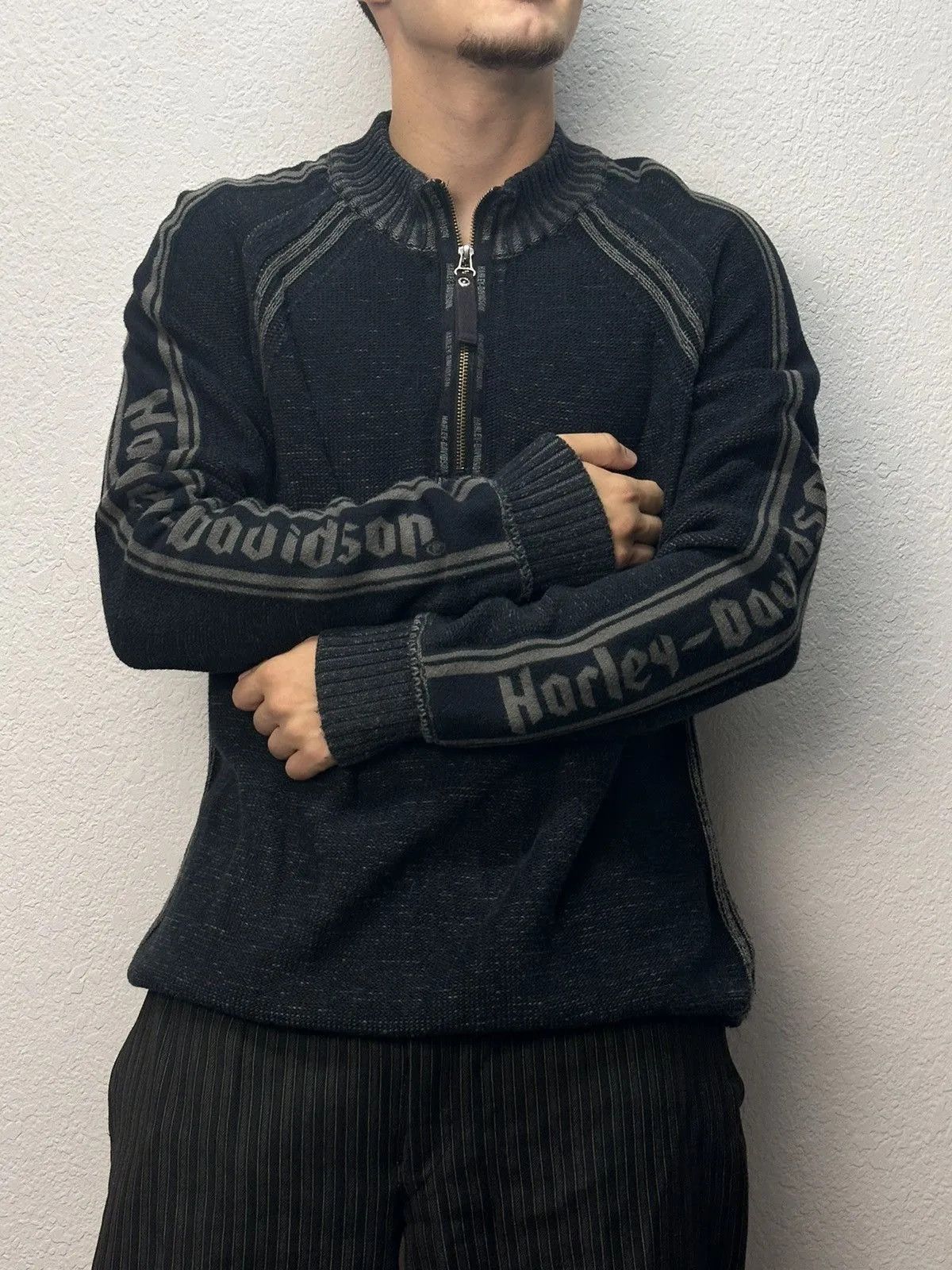 Avantgarde Y2K Distressed Harley Davidson Japanese Sweater