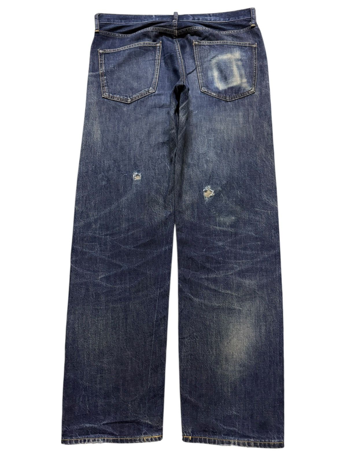 GU Vintage Y2K Japanese GU Blue Mud Wash Whisker Distressed Size US 34 / EU 50 - 2 Thumbnail