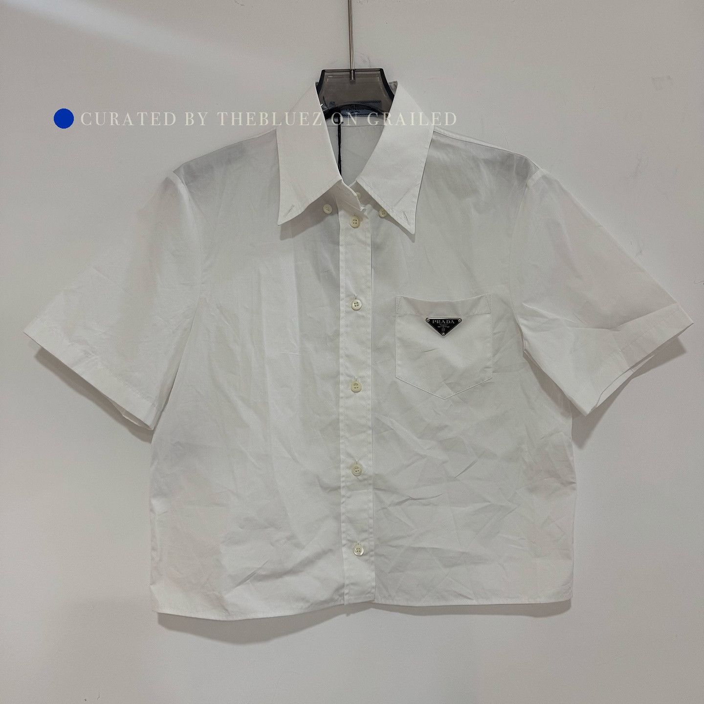 Prada White Short-Sleeve Button-Up Shirt Size US XXS / EU 40 - 1 Thumbnail