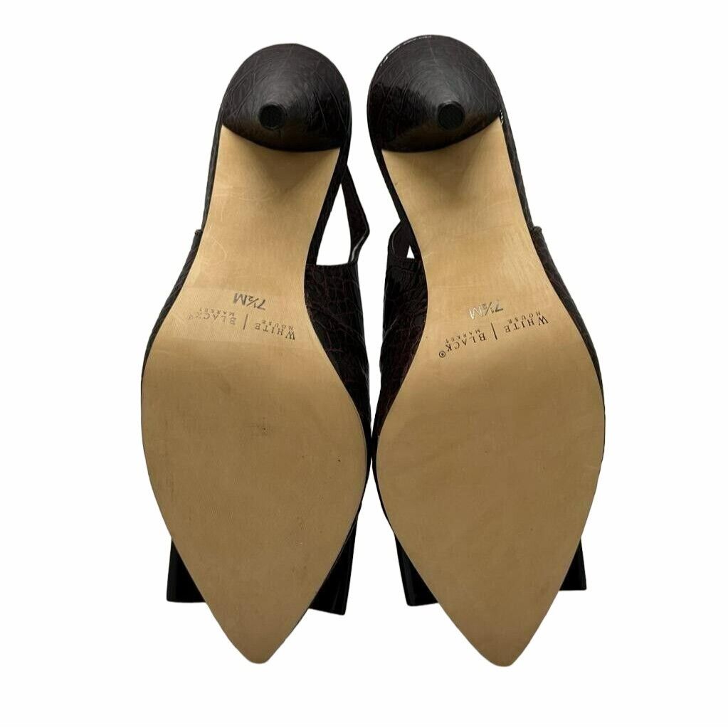 White House Black Market WHBM Sz 7.5 New Women's Slingback Heels RUDY Faux Croc Faux Size US 7.5 / IT 37.5 - 6 Thumbnail