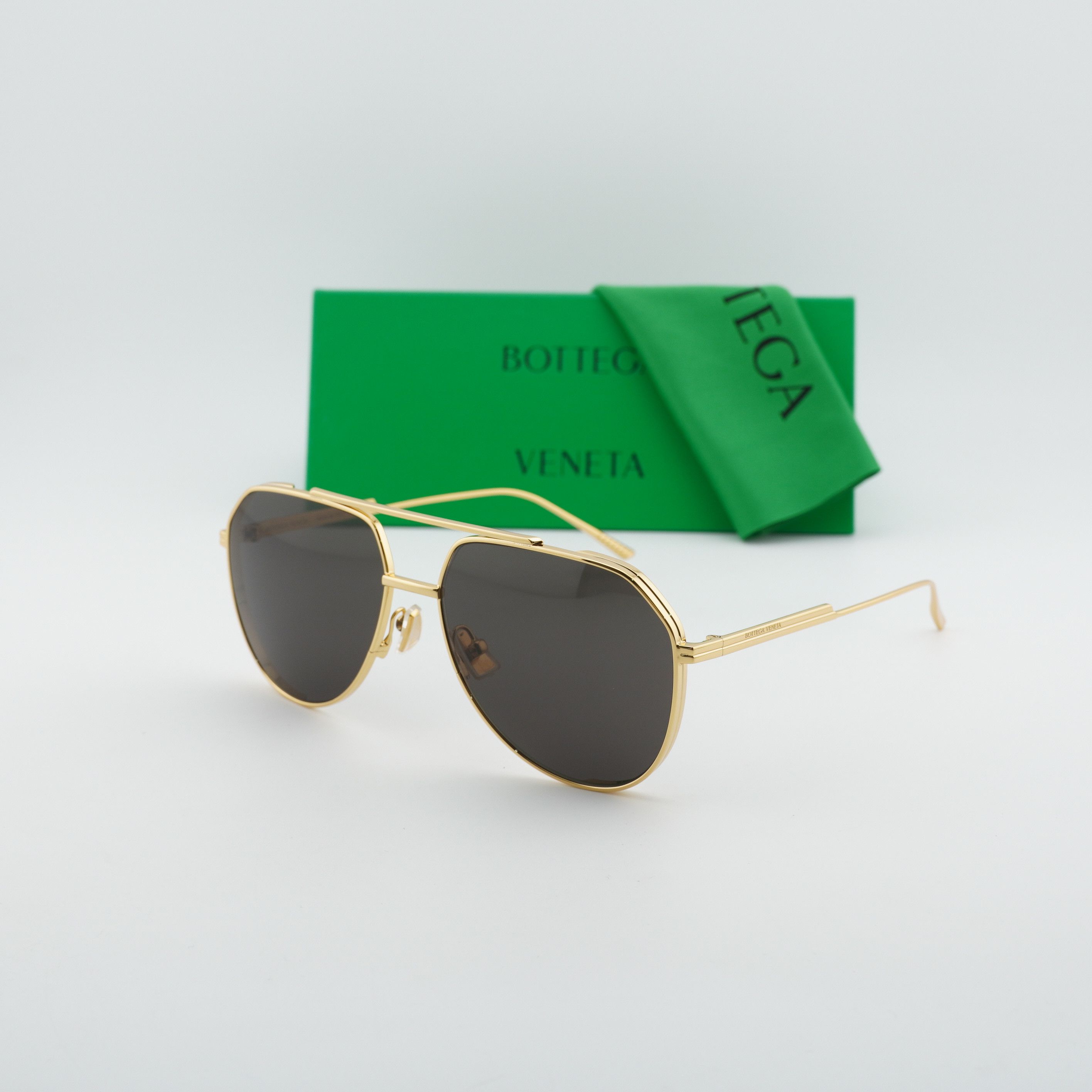 Bottega Veneta Bottega Veneta BV1465S 001 Unisex Sunglasses Gold Aviator Size ONE SIZE - 10 Thumbnail