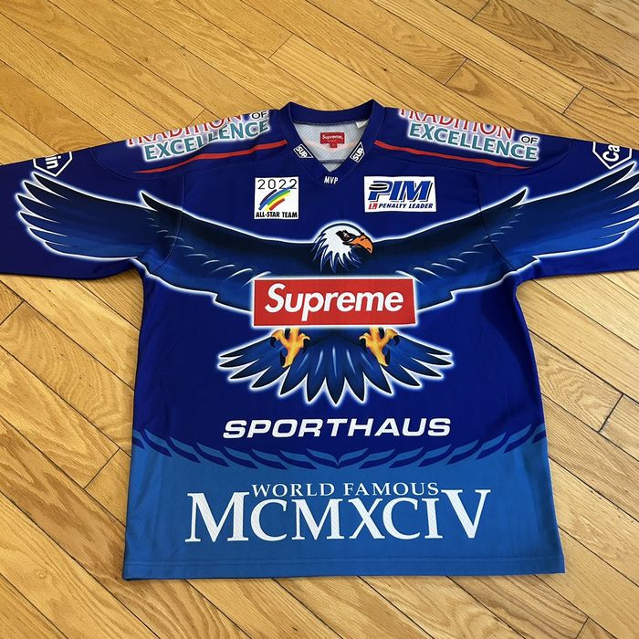 Supreme Used Supreme Eagle Moto Hockey Jersey Large