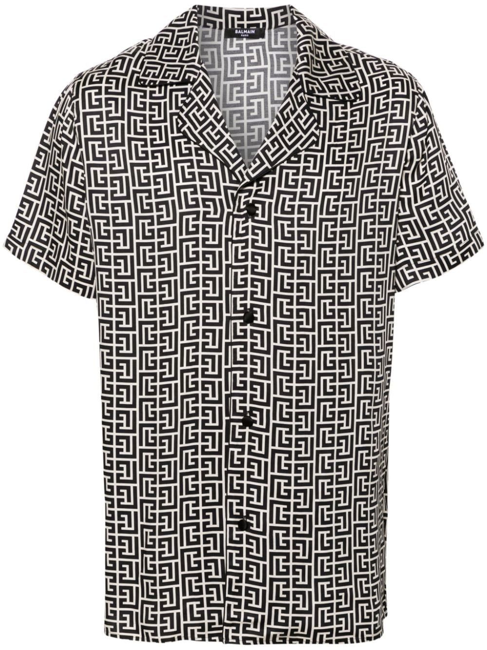 Balmain o1s1wg110925 Monogram Print Shirt in Black/White Size US S / EU 44-46 / 1 - 1 Thumbnail
