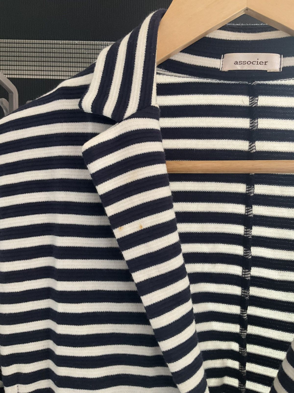 Japanese Brand Associer Stripe Line Navy Blue Blazer Size S / US 4 / IT 40 - 2 Thumbnail