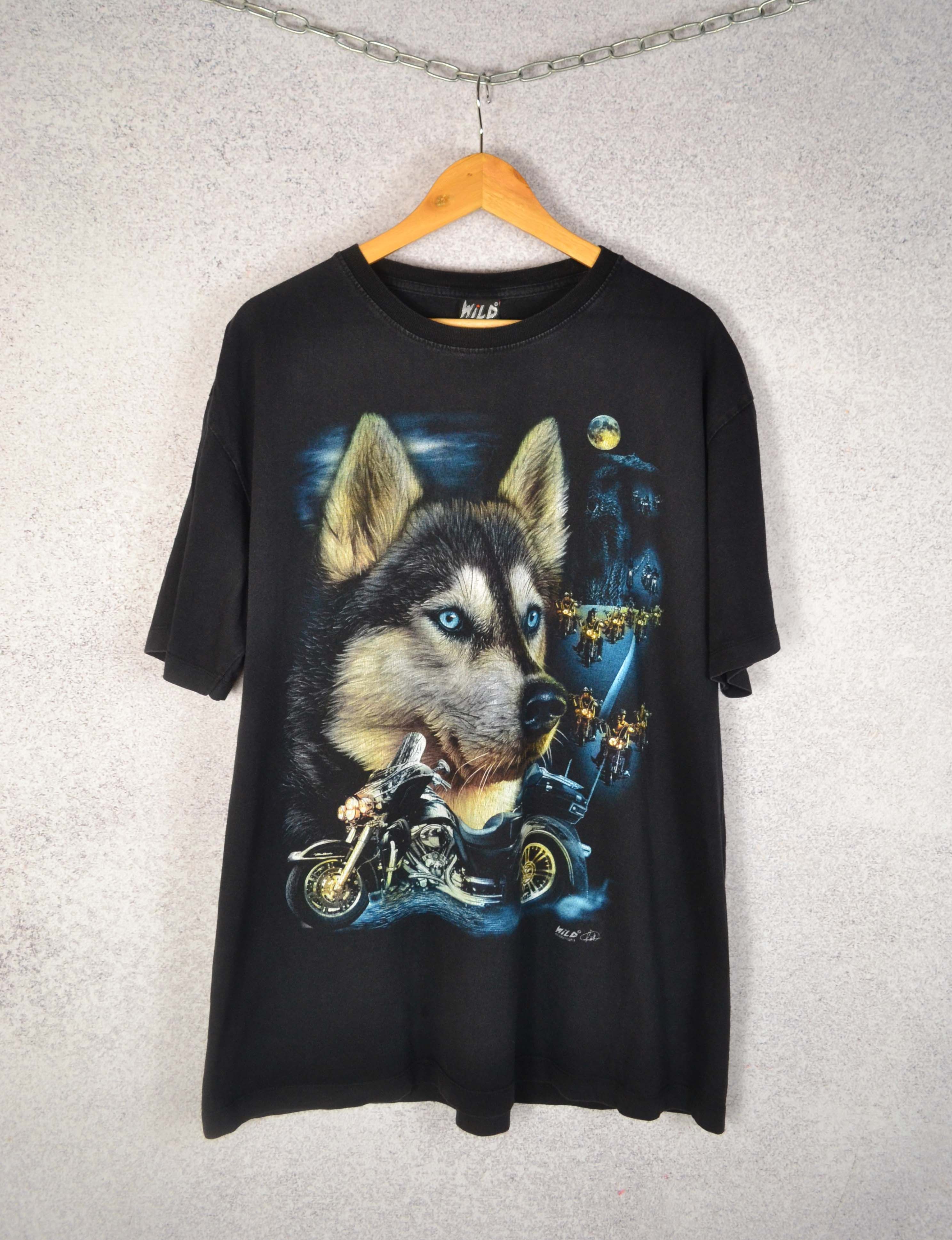 Harley Davidson Wild Wolf Bikes Vintage T-shirt Short Sleeve Size US XL / EU 56 / 4 - 1 Thumbnail