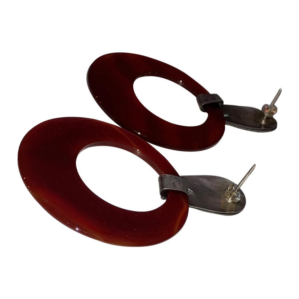 Designer Carnelian Sterling Jumbo Hoop Earrings Size ONE SIZE - 8 Thumbnail