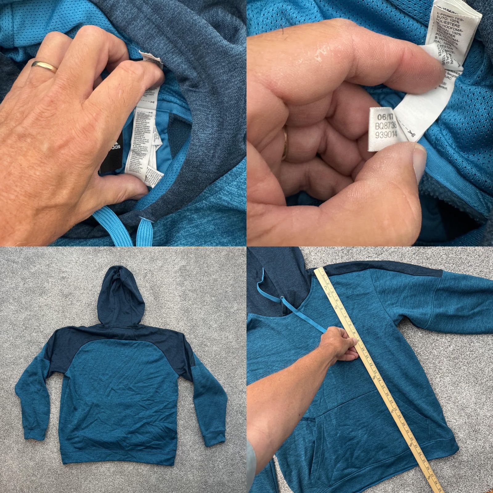 Adidas Adidas Hoodie Mens Large Blue Pullover Sweatshirt Kangaroo Pocket Athletic BQ8736 Size US L / EU 52-54 / 3 - 8 Thumbnail