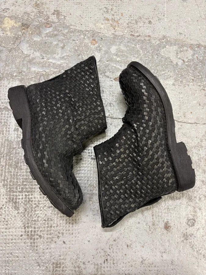 Dirk Bikkembergs Bikkembergs Black Woven Embossed Leather Boots Size US 7 / IT 37 - 6 Thumbnail
