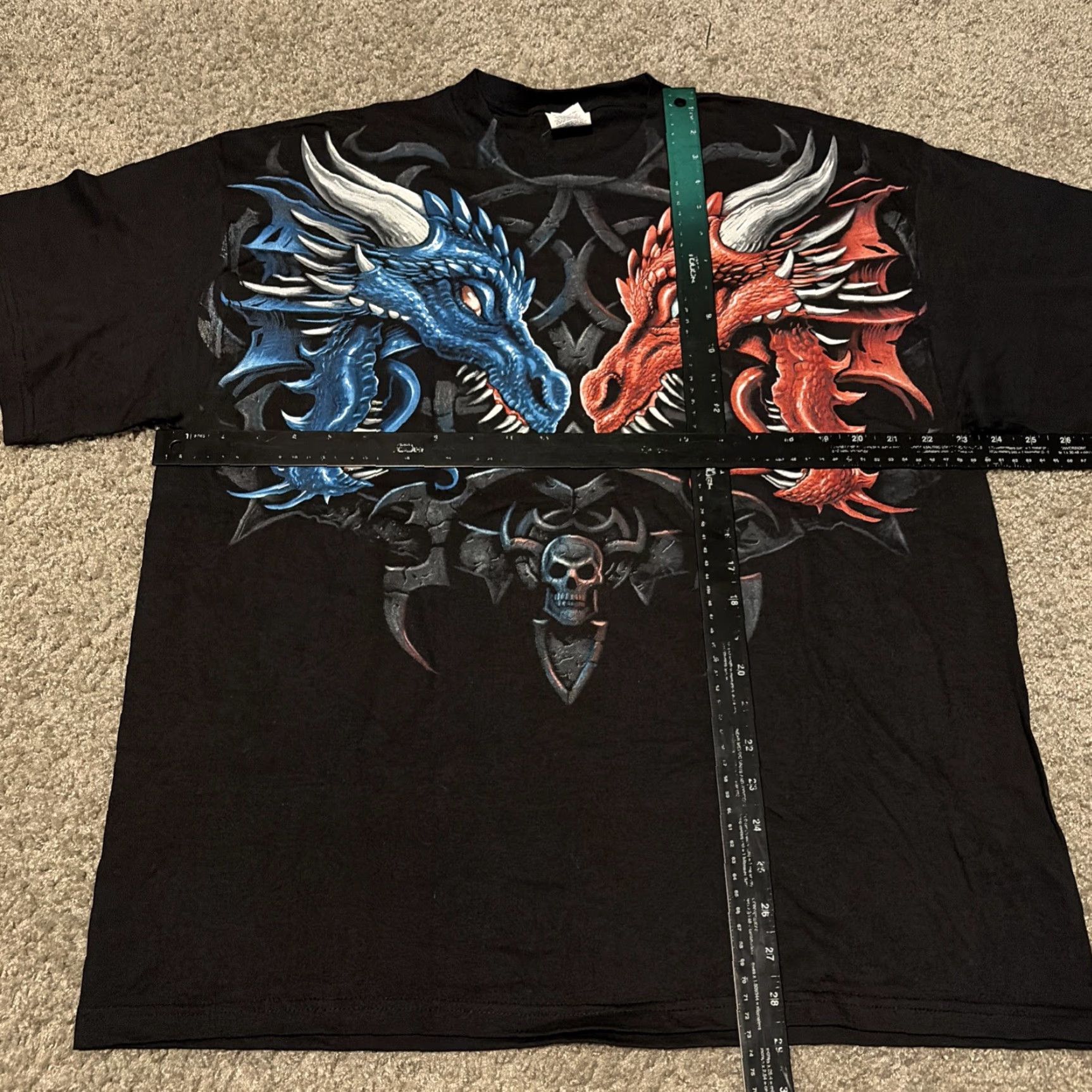 Delta Vtg Dueling Dragons Science Fiction Y2K Cyber Grunge Goth Skater Black T-Shirt Men XL Delta Shirt Size US XL / EU 56 / 4 - 4 Thumbnail