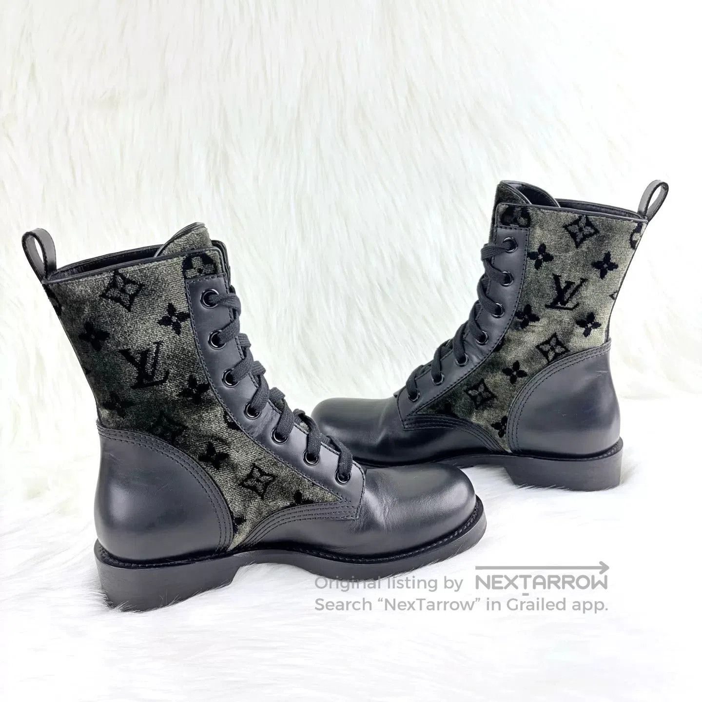 Louis Vuitton LV Camo Embossed Leather Martin Boots. Size US 6 / IT 36 - 4 Thumbnail