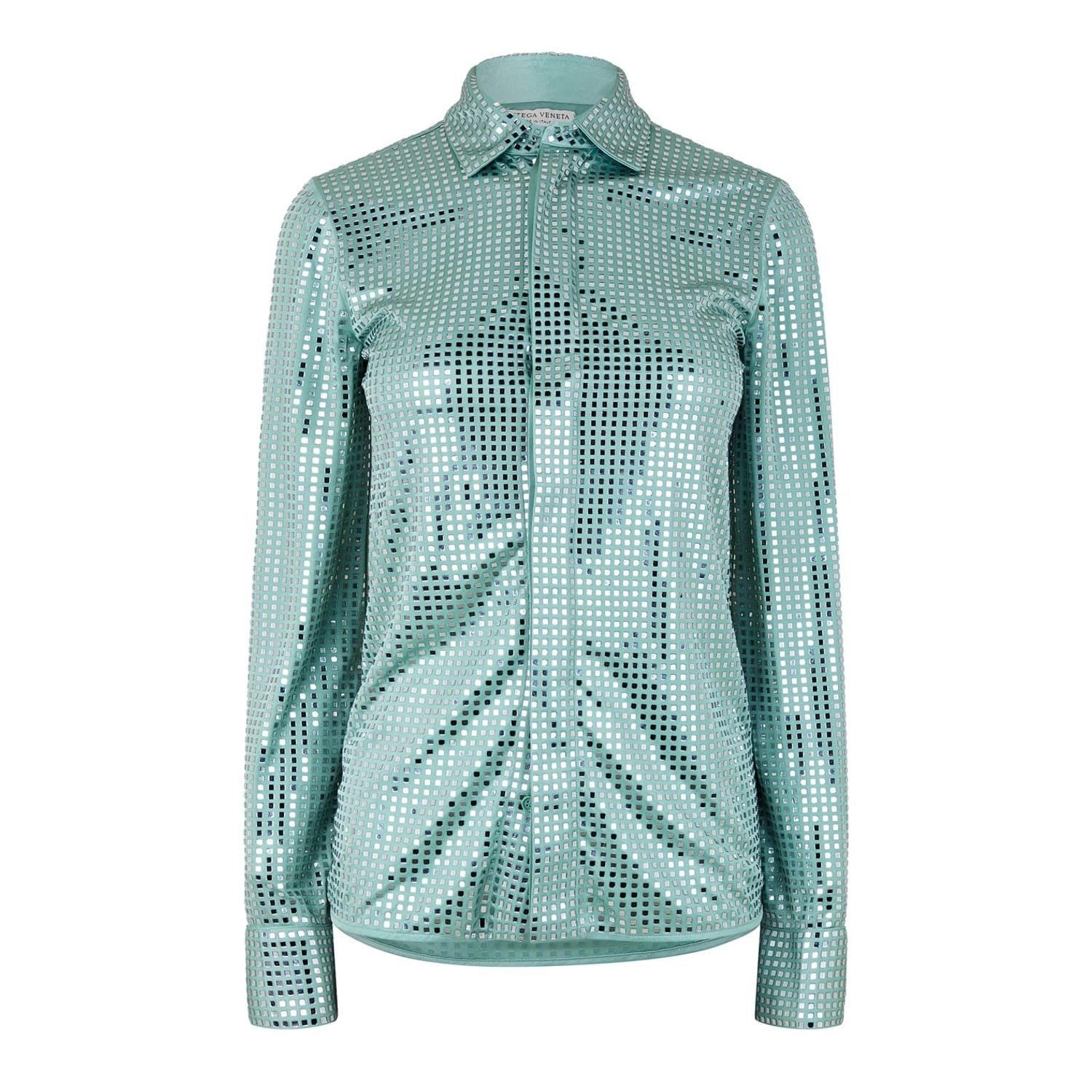 Bottega Veneta Bottega Veneta Regular Fit Long Sleeve Shirt in Blue Size XS / US 0-2 / IT 36-38 - 1 Thumbnail