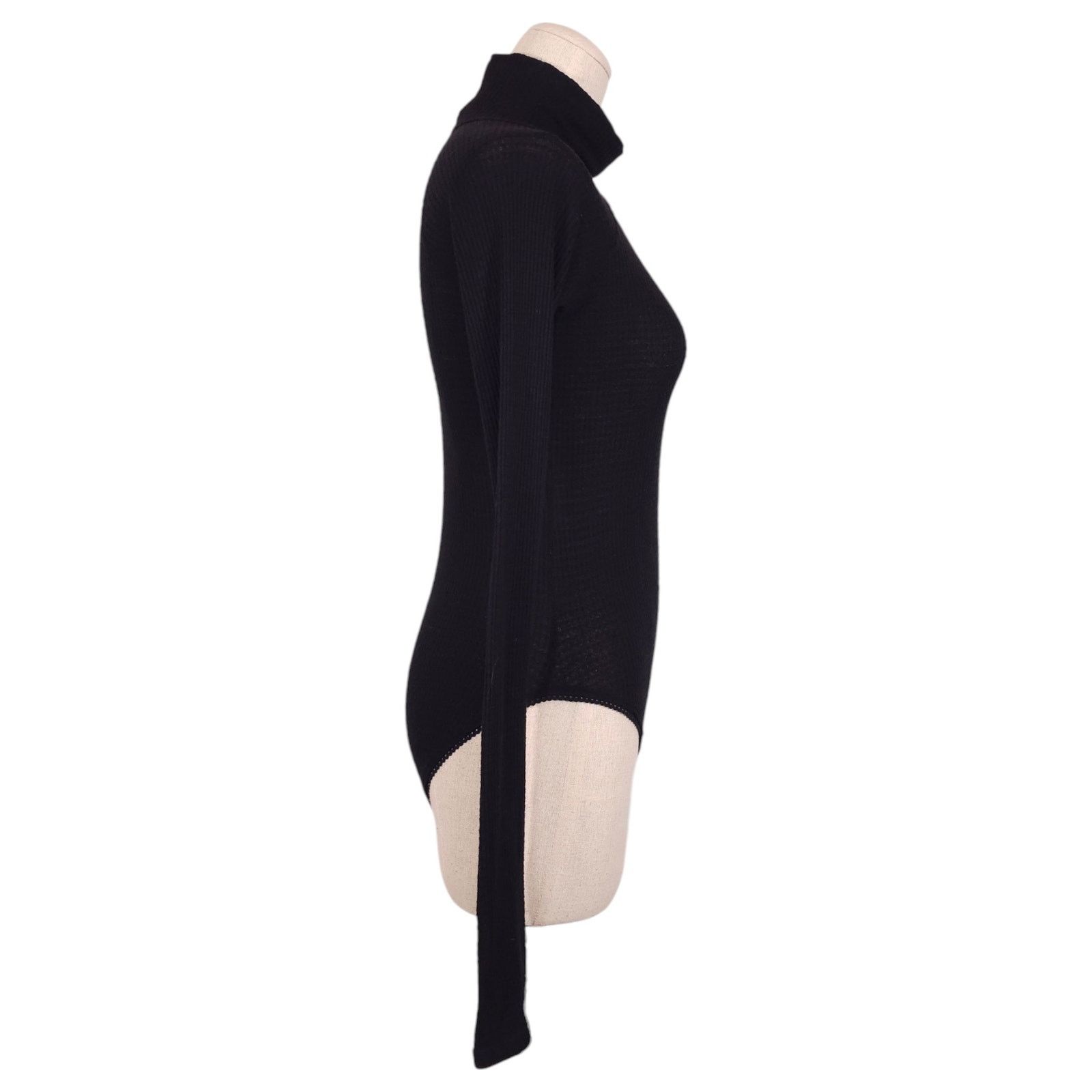 Free People FP Intimately Waffle Knit Bodysuit Black Sz Extra Small Size XS / US 0-2 / IT 36-38 - 4 Thumbnail