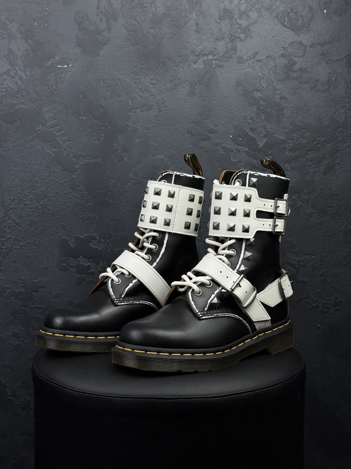 Dr. Martens Dr Martens Joshka Stud Unisex Black White Buckle Boots Size US 8 / IT 38 - 1 Thumbnail