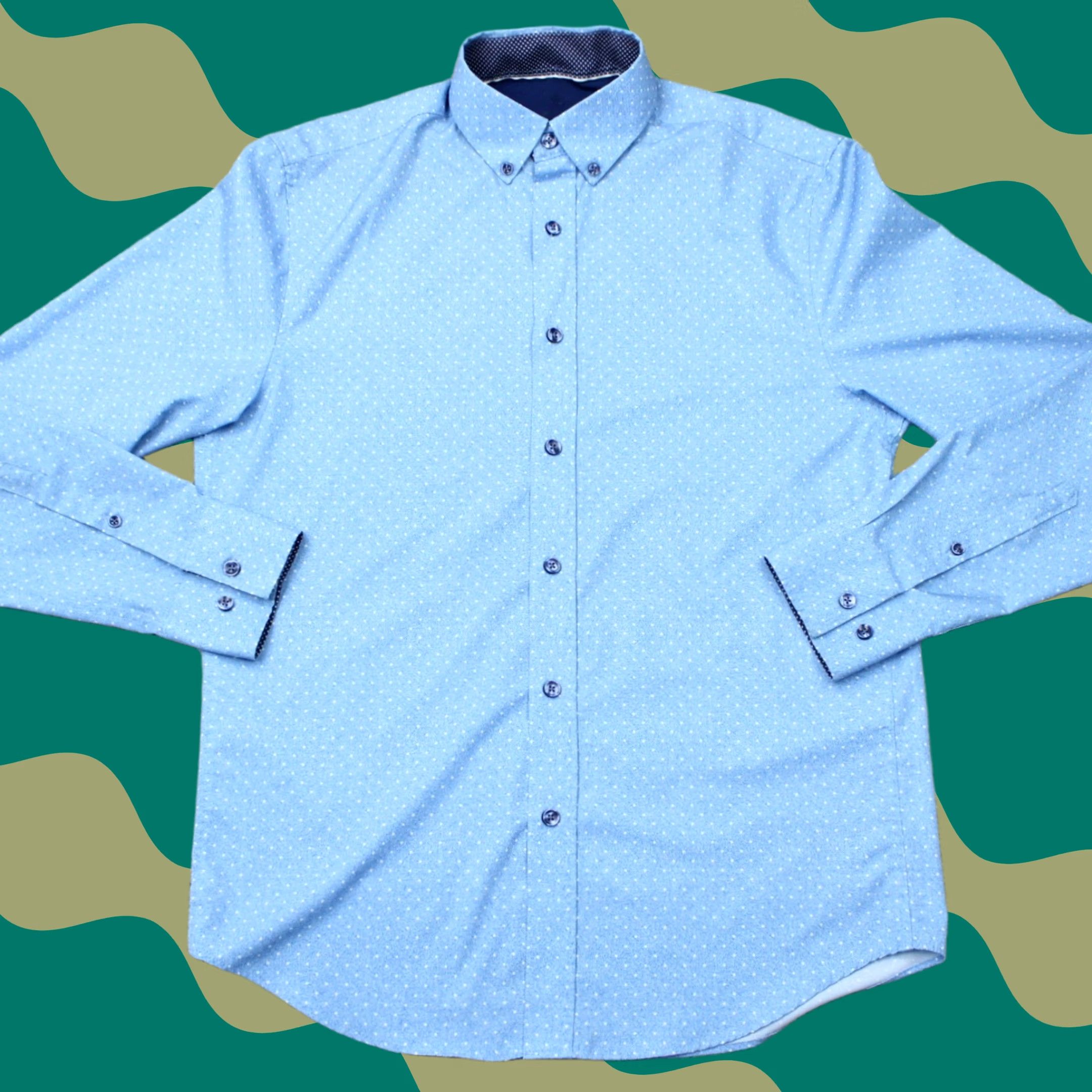 Vintage Construct Shirt Mens Small Blue Geometric Button-Up Long Sleeve 90s Vintage Style Shirt Mens Small Blue Geometric 90s Theme Shirt Size US S / EU 44-46 / 1 - 1 Thumbnail