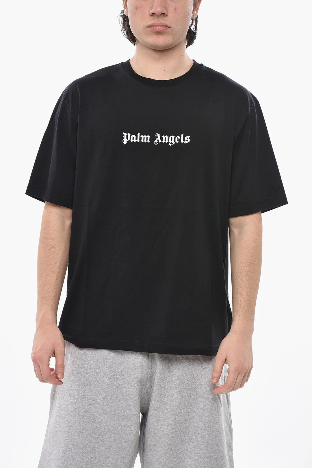 Palm Angels og1mm0226 Contrast Logo Slim-Fit Crewneck T-Shirt in Black Size US S / EU 44-46 / 1 - 1 Thumbnail