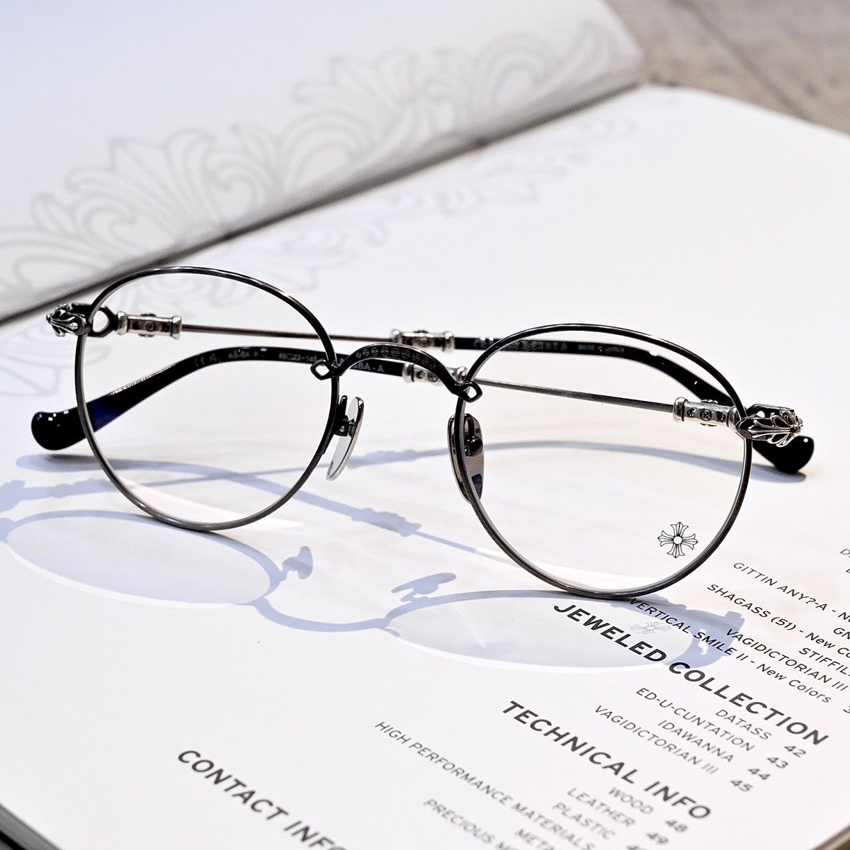 Chrome Hearts CHROME HEARTS BUBBA-A ANTIQUE SILVER- BLACK PLASTIC GLASSES Size ONE SIZE - 8 Thumbnail