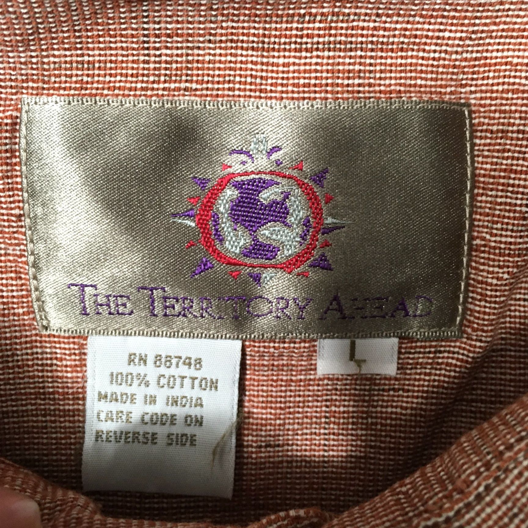 The Territory Ahead VINTAGE Territory Ahead Shirt Mens Button-Down Stripe Southwest Aztec orange Size US L / EU 52-54 / 3 - 2 Thumbnail