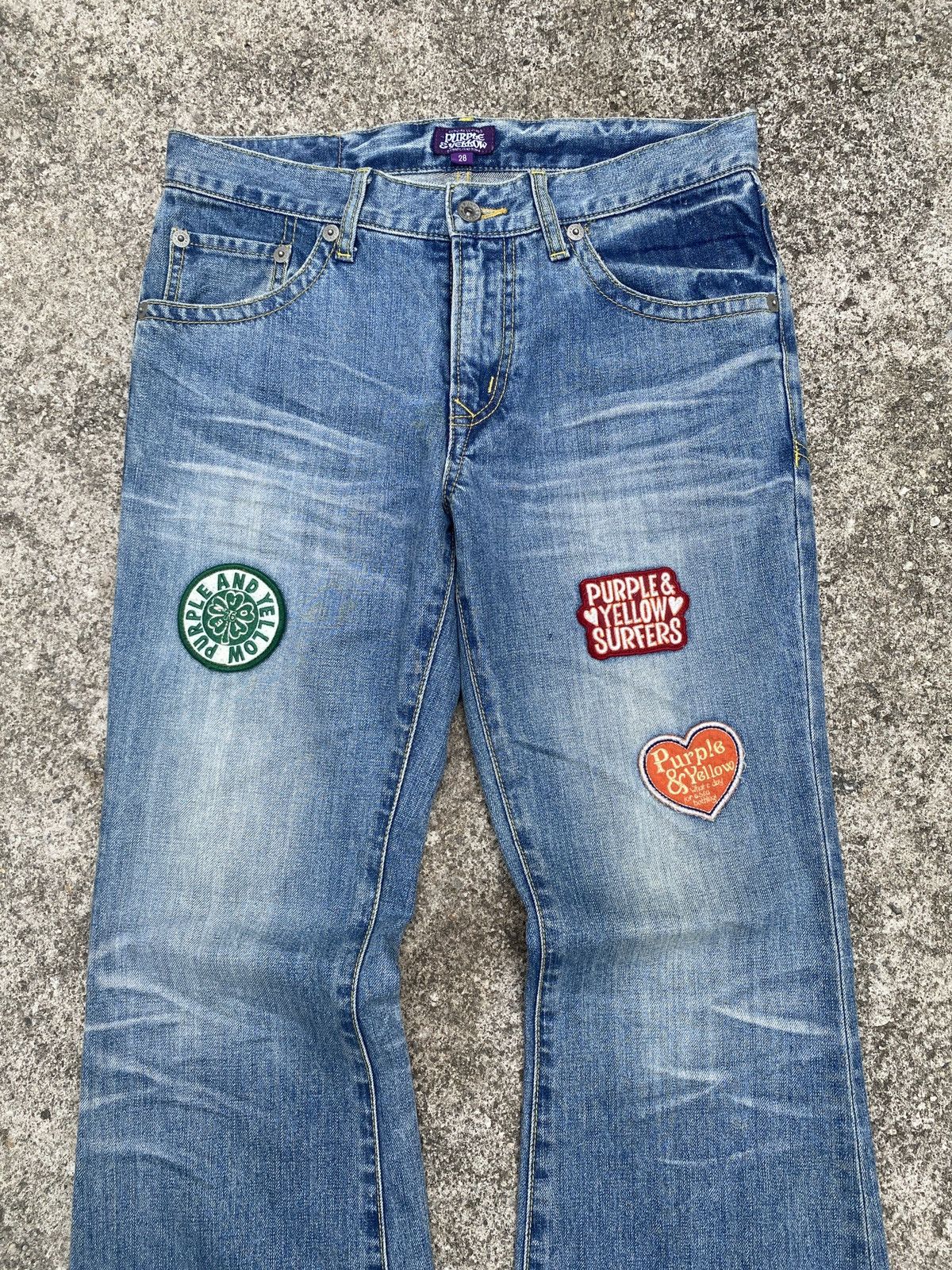 Japanese Brand × Tornado Mart Purple & Yellow Japan Patches Flare Jeans Size US 30 / EU 46 - 3 Thumbnail