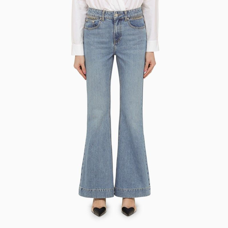 image of Stella Mccartney Falabella Mid Vintage Blue Wide Leg Jeans, Women's (Size 26)